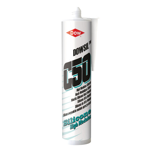 Dowsil C50 High Modulus Silicone sealant cartridge, professional-grade white mastic silicone